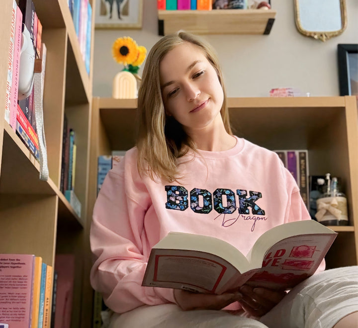 Book Dragon Embroidered Sweater