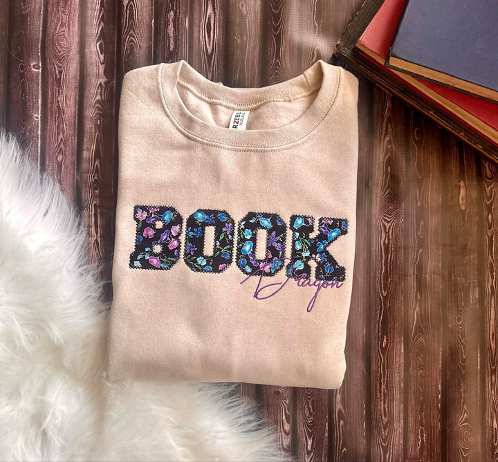 Book Dragon Embroidered Sweater