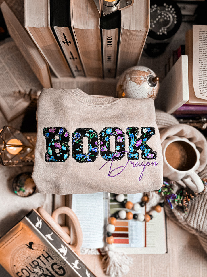 Book Dragon Embroidered Sweater