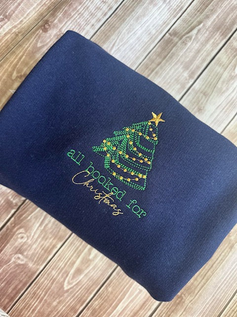 All Booked for Christmas  Embroidered Sweater